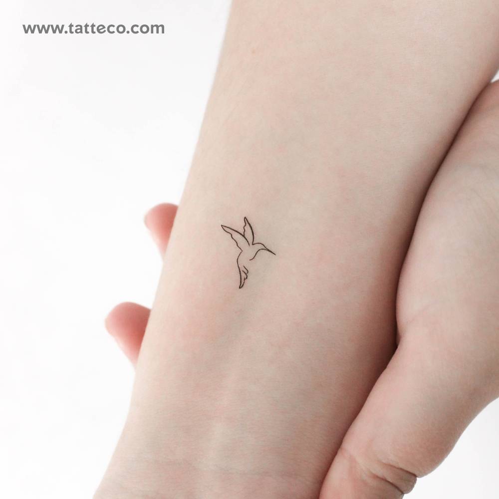 Single Line Hummingbird Temporary Tattoo