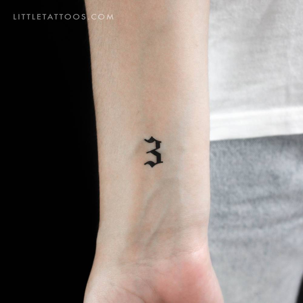 Gothic Number 3 Temporary Tattoo