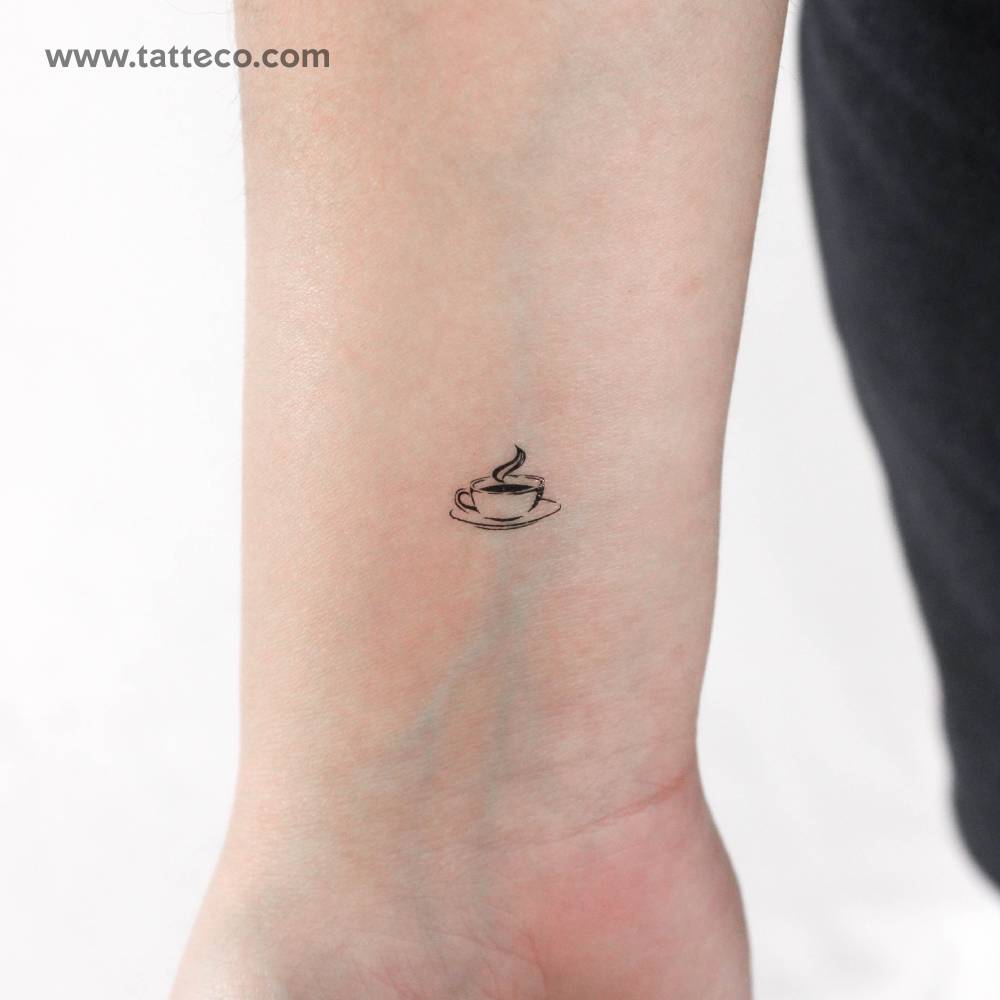 Tiny Coffee Cup Temporary Tattoo