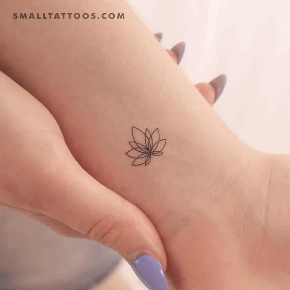 Small Minimalist Lotus Flower Temporary Tattoo
