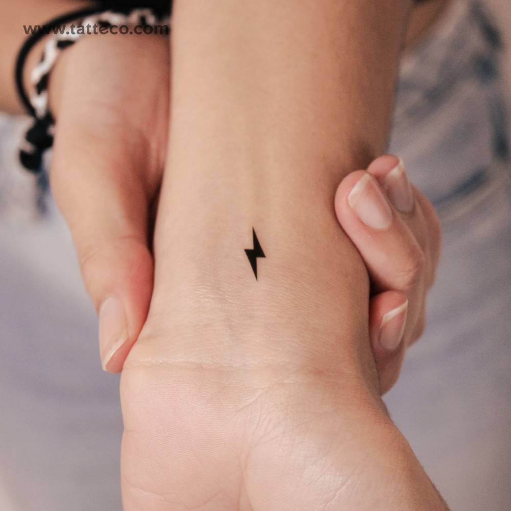 Small Lightning Bolt Semi-Permanent Tattoo