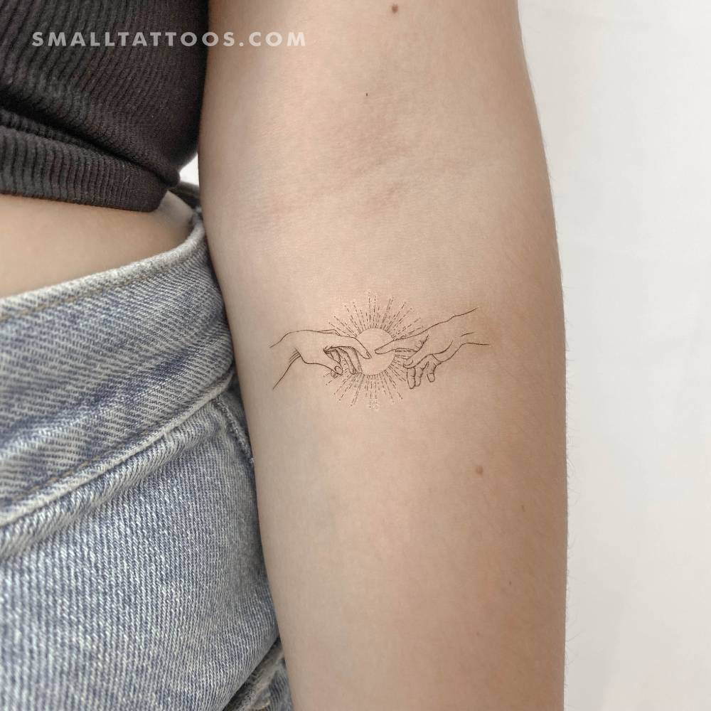 The Creation Hands and Sun Temporary Tattoo