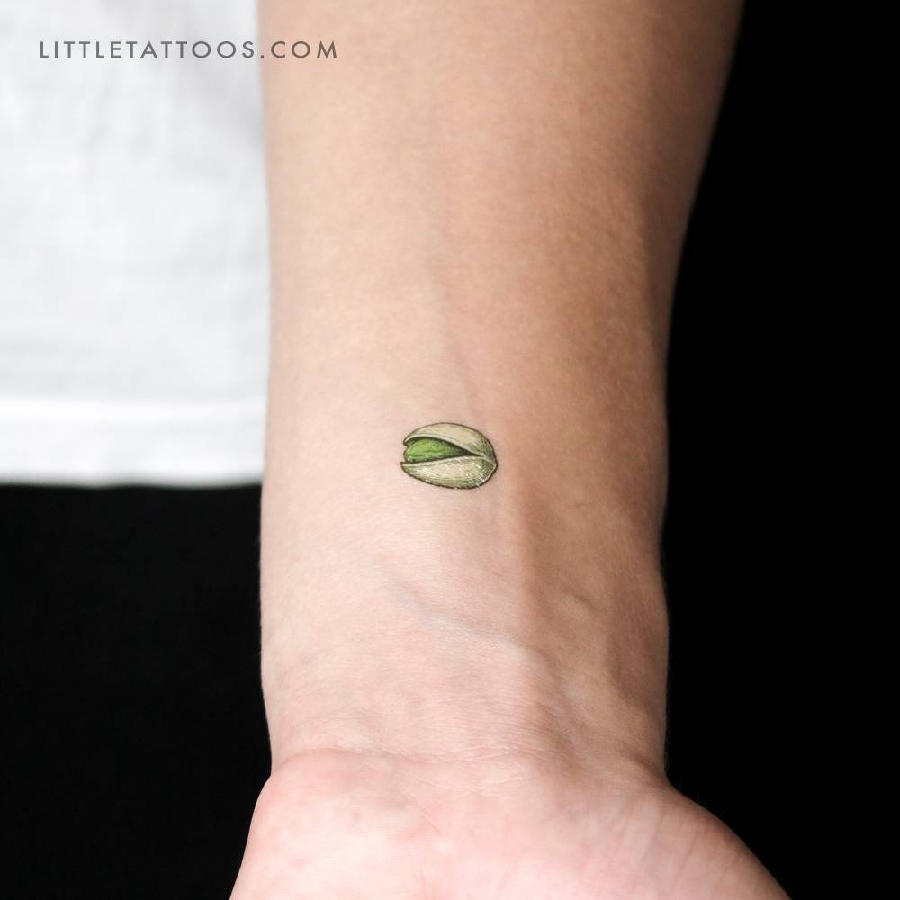 Pistachio temporary tattoo in illustrative style.