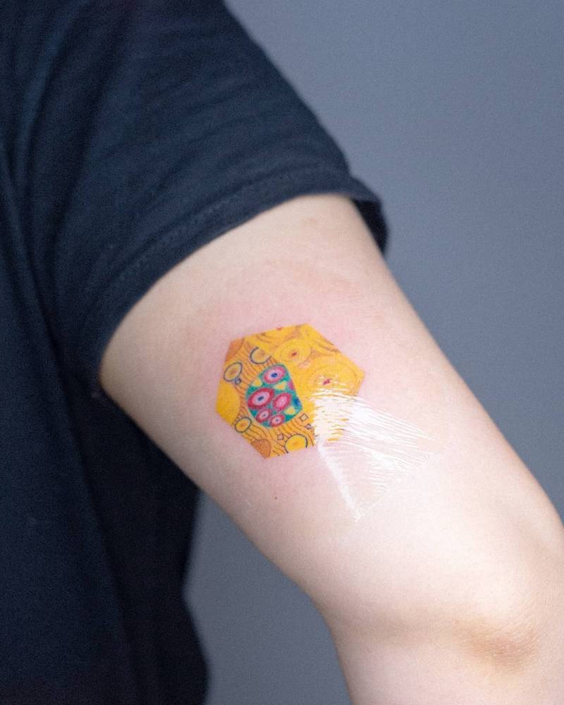 Pequeño fragmento/textura de la obra de El Beso de Gustav Klimt.