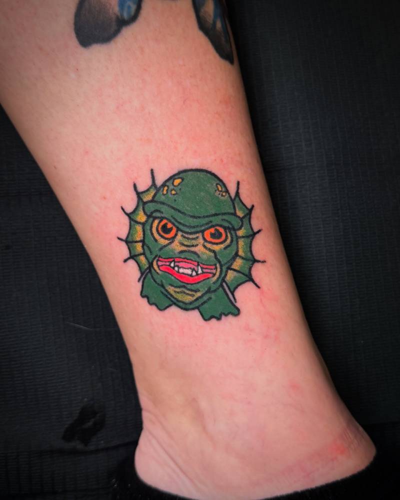'Creature from the Black Lagoon" tattoo located on the ankle.