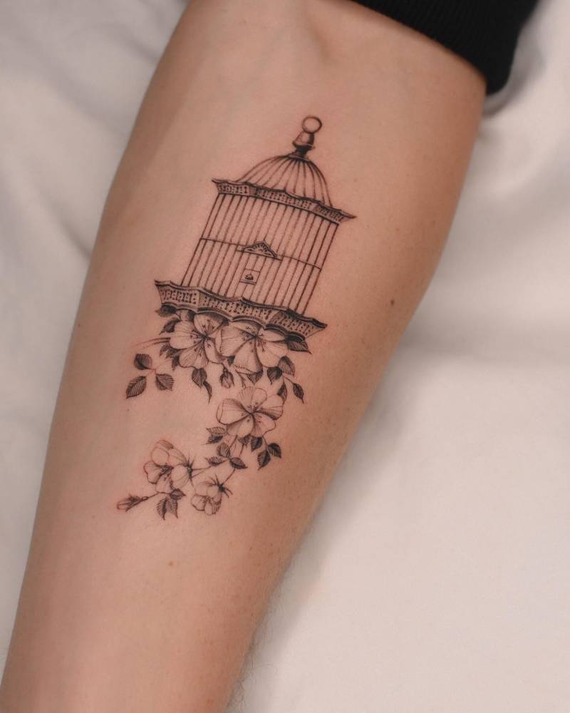 His grandma collected really cool bird cages