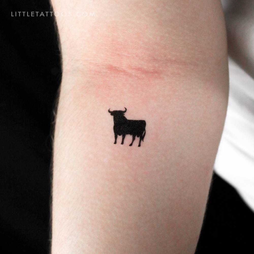 Osborne bull temporary tattoo located on the inner forearm.