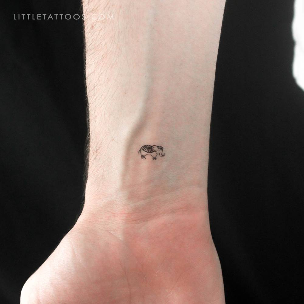 Tiny Ornamental Elephant Temporary Tattoo