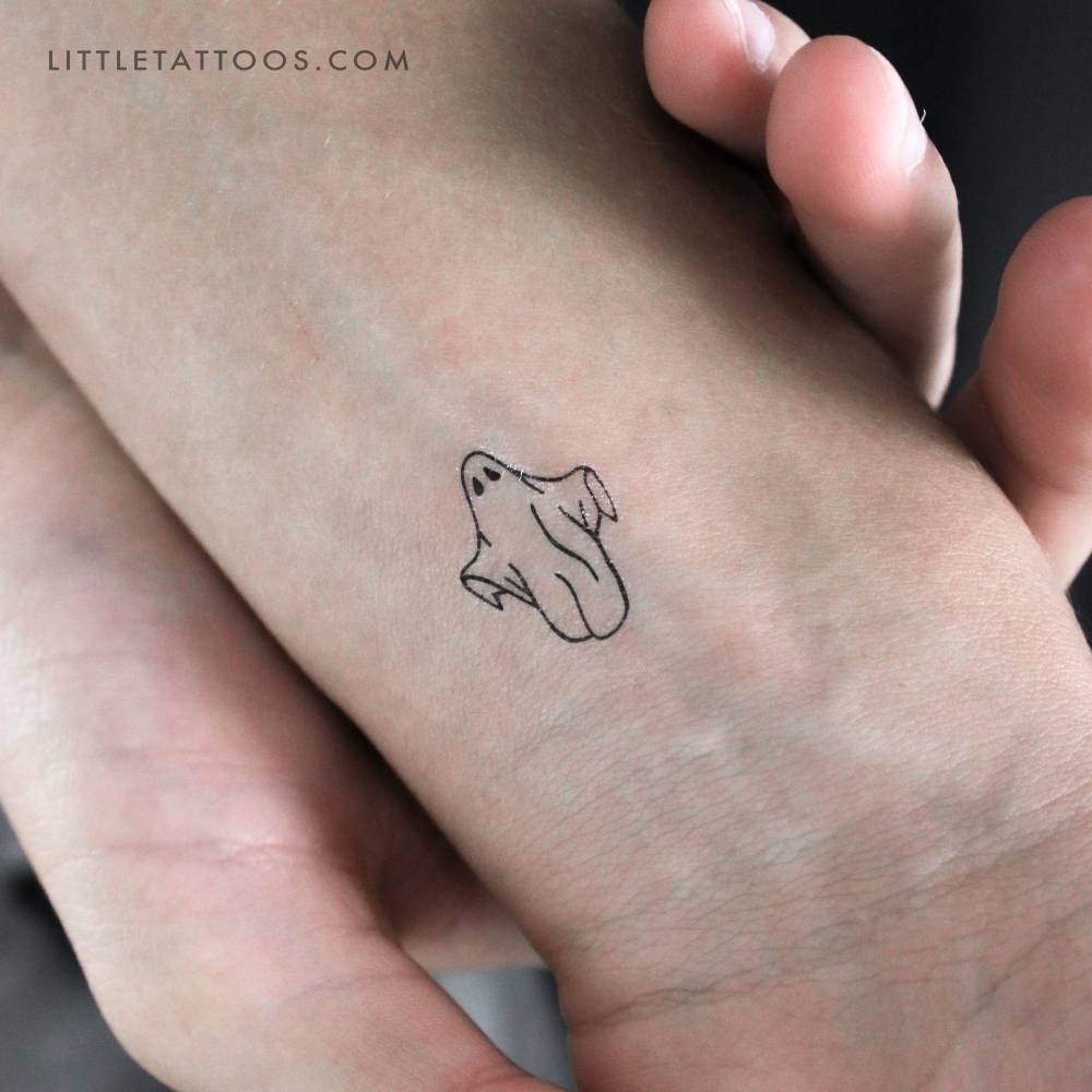 Ghost temporary tattoo located on the wrist.