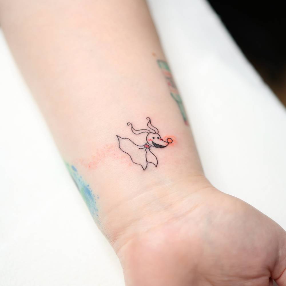 'The Nightmare Before Christmas' tattoo located on the wrist.