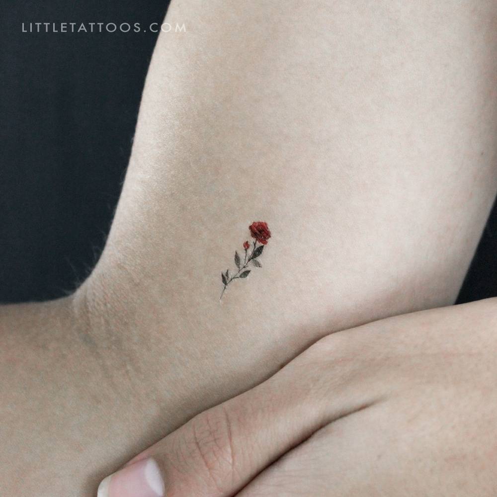 Red rose temporary tattoo by Lena.