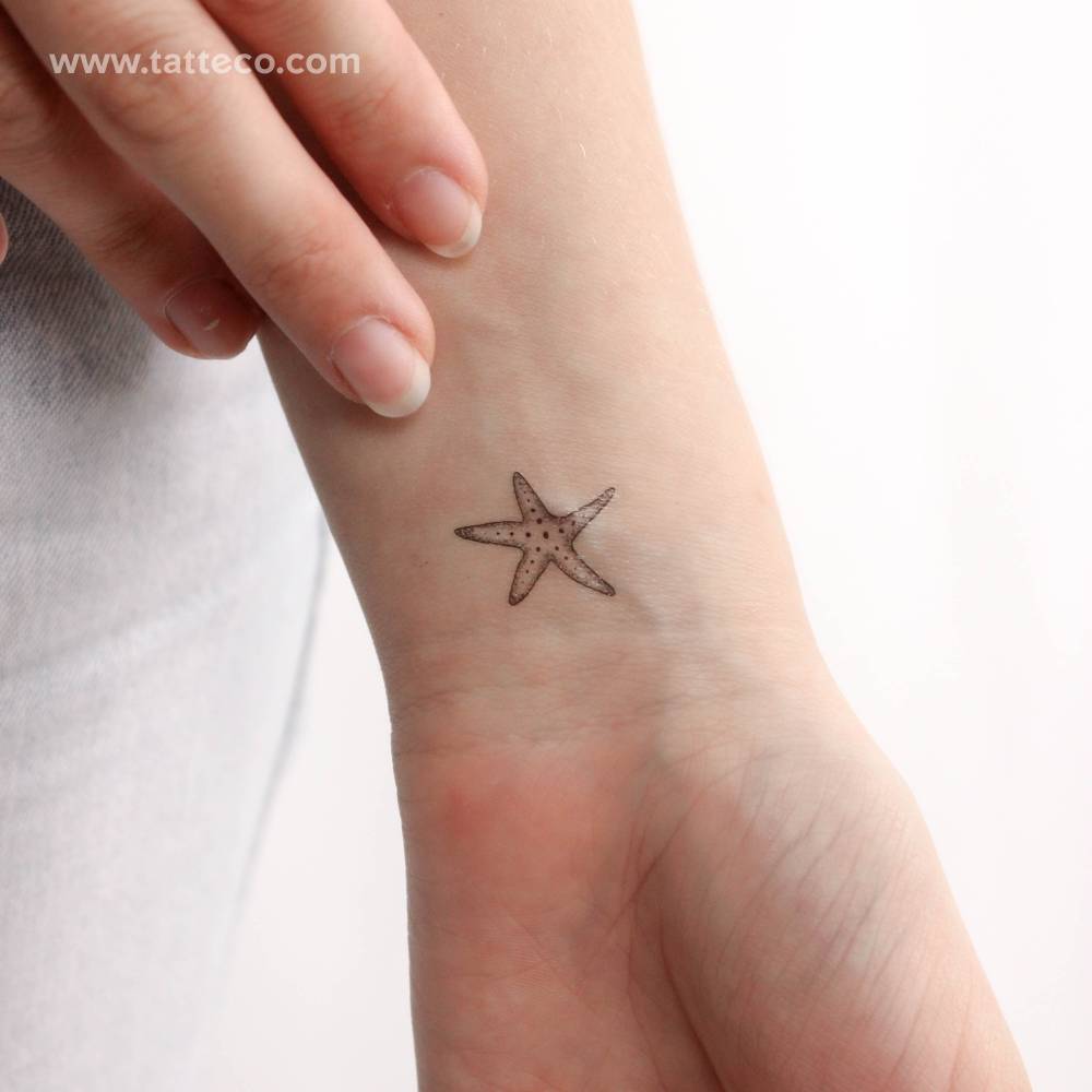 Sea star temporary tattoo located on the wrist.