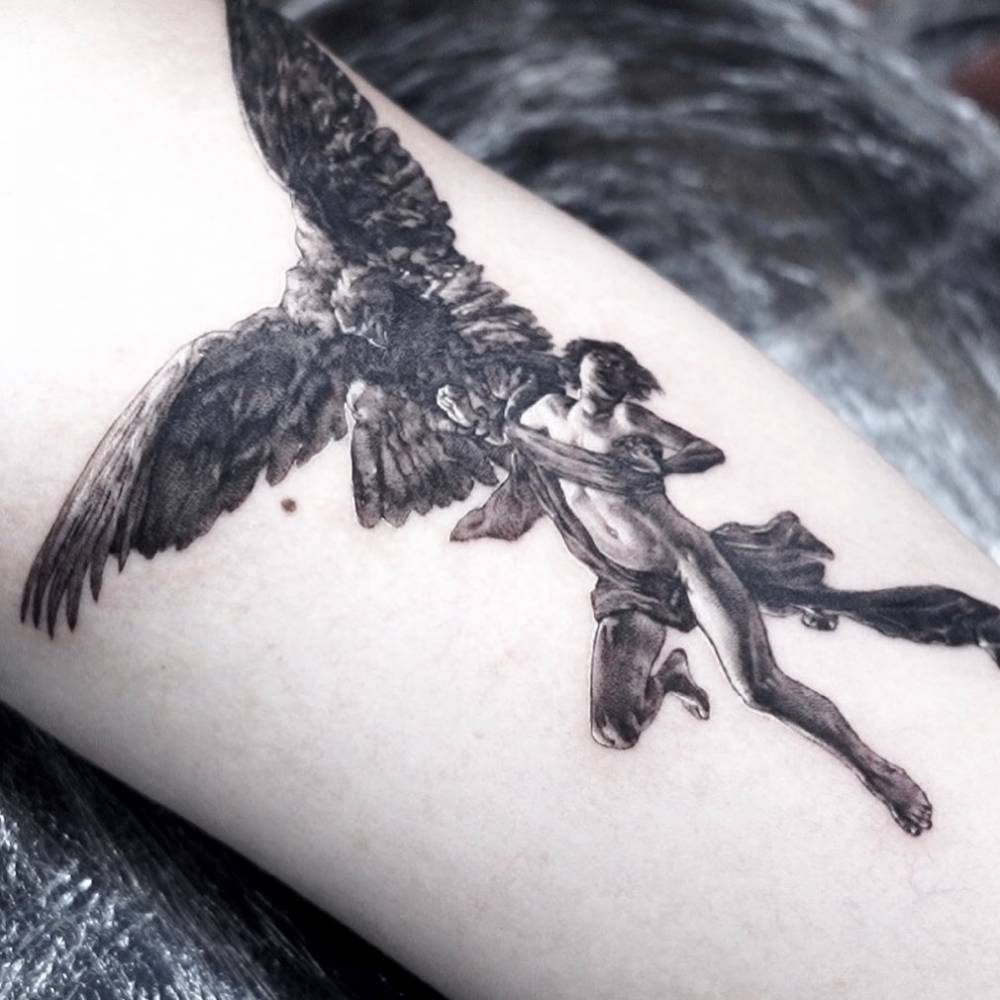 Abduction of Ganymede tattoo - orginial artwork by Johann Frank Kirchbach.