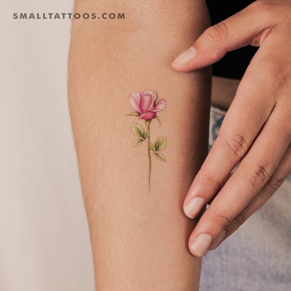 Pink Rose Temporary Tattoo by Mini Lau