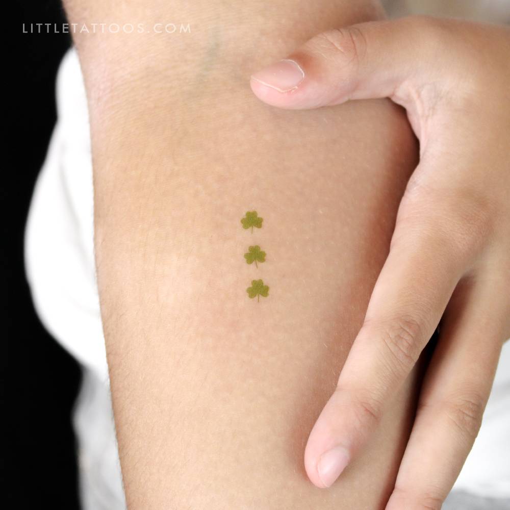 Three Tiny Three Leaf Clovers Temporary Tattoo
