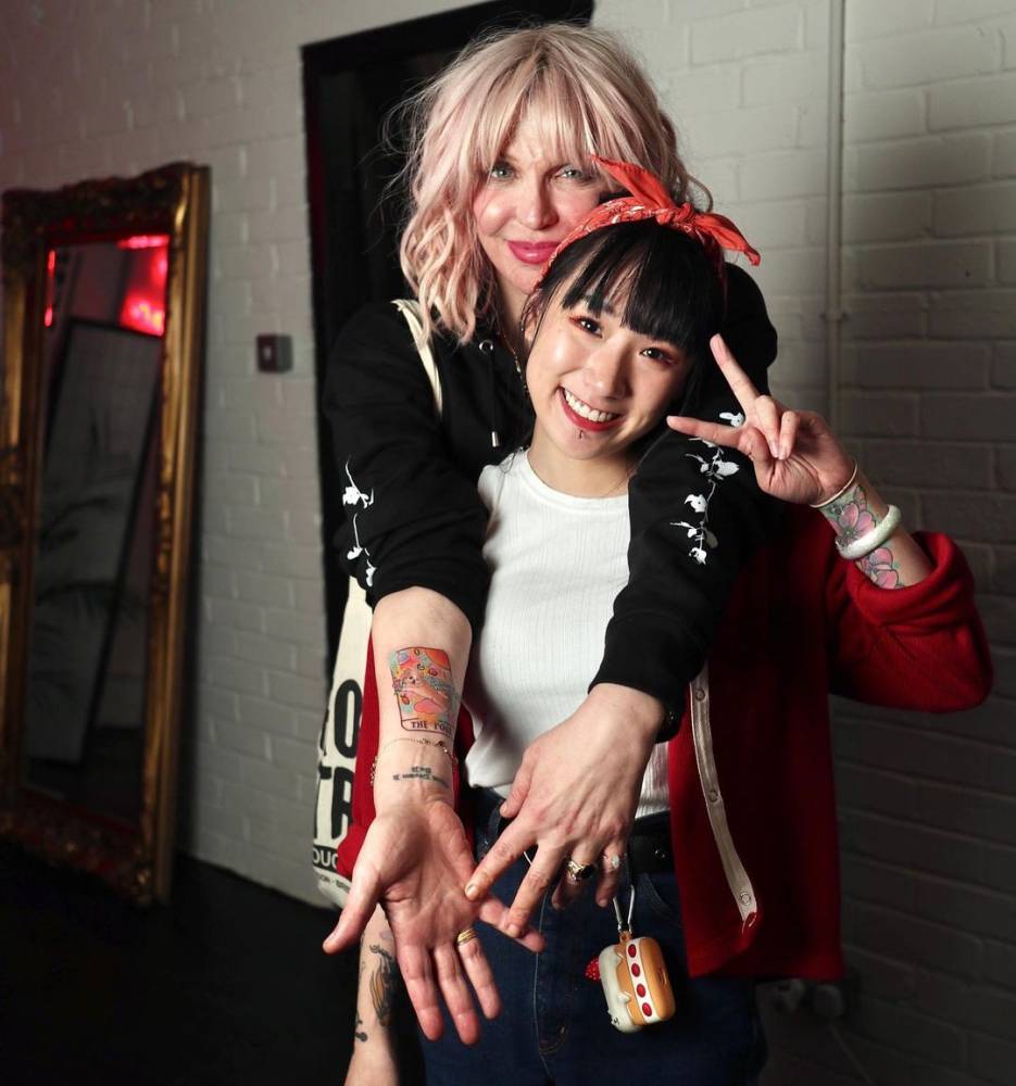 The fool - tarot card tattoo on Courtney Love's inner forearm.