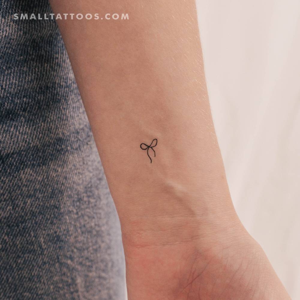 Tiny Black Bow Temporary Tattoo