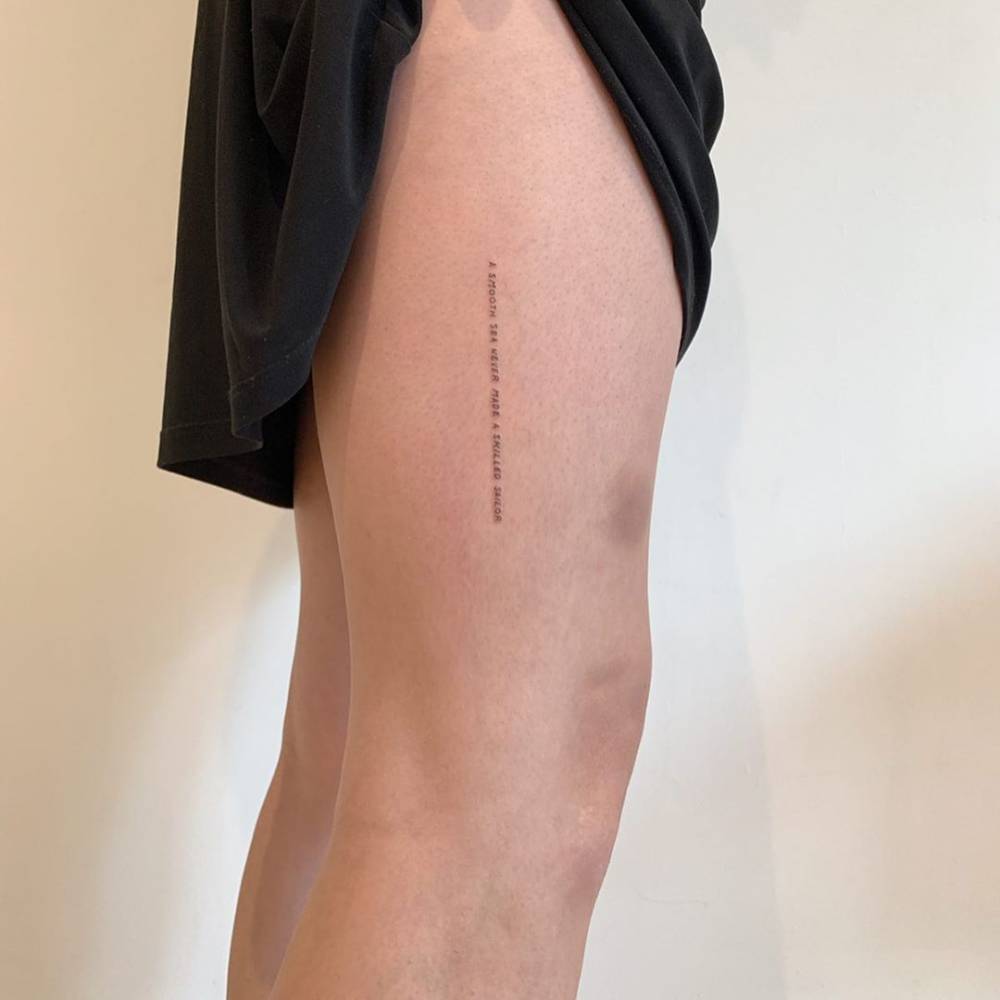 “A smooth sea never made a skilled sailor”

Font : Her uncle’s handwriting from his old blueprints ⠀