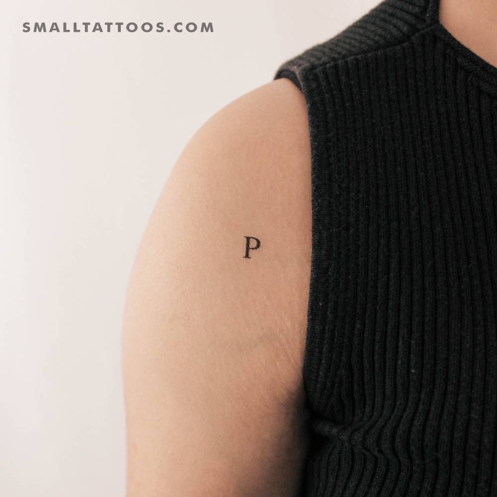 P Uppercase Serif Letter Temporary Tattoo