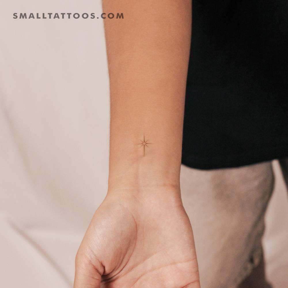 Fine Line North Star Temporary Tattoo