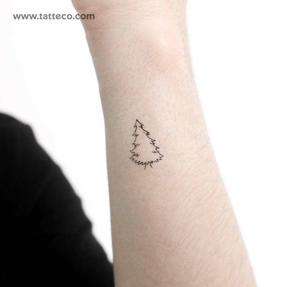Fine Line Pine Tree Temporary Tattoo