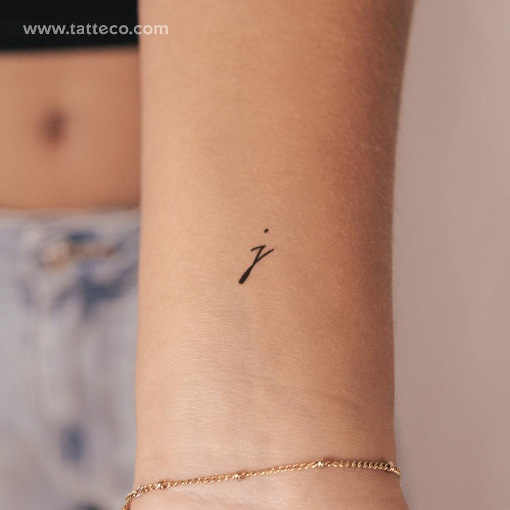J Handwritten Letter Semi-Permanent Tattoo