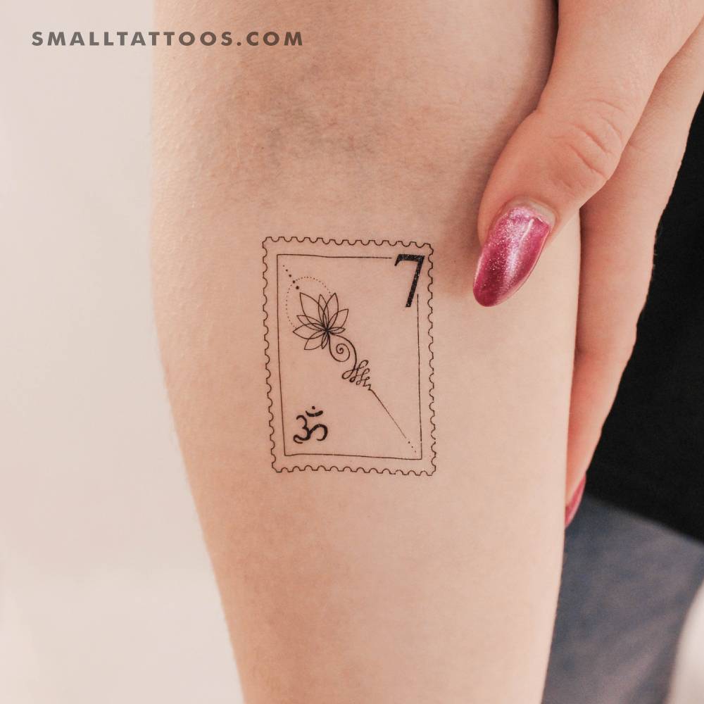 Unalome Lotus Stamp Temporary Tattoo