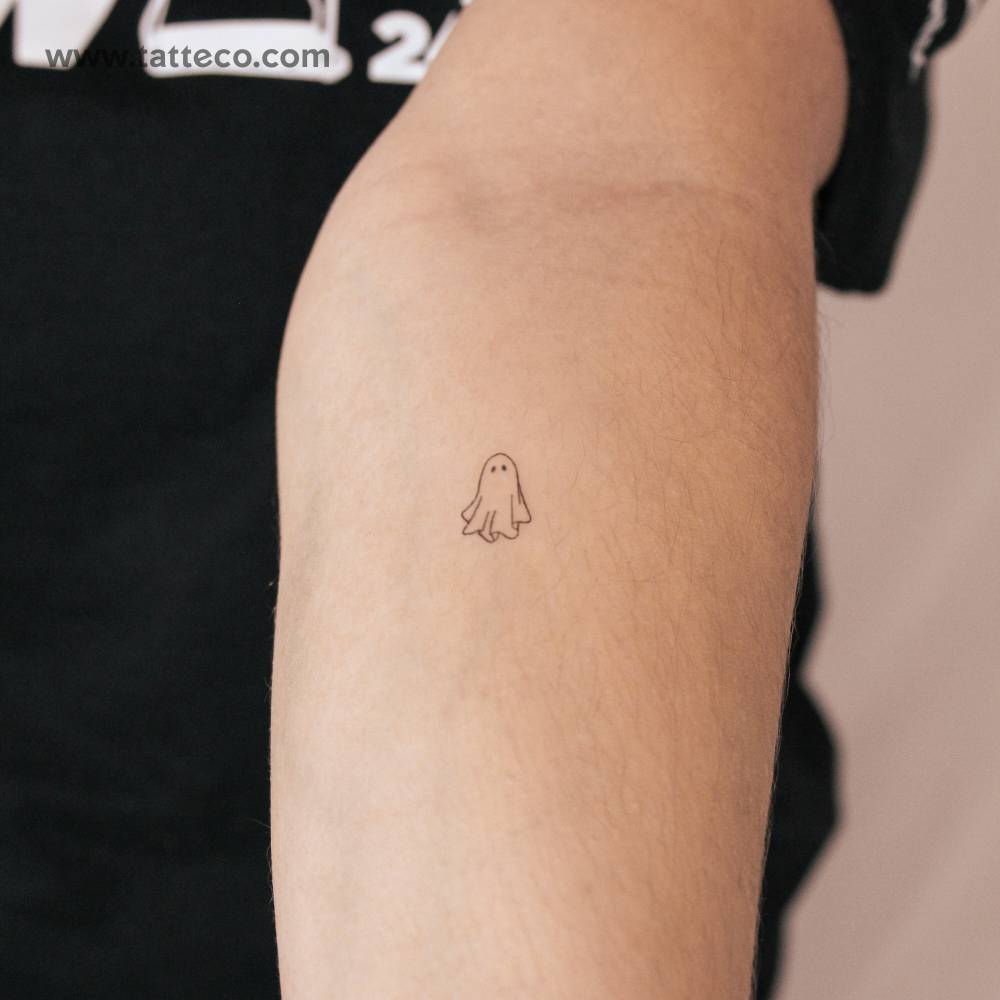 Fine line ghost temporary tattoo