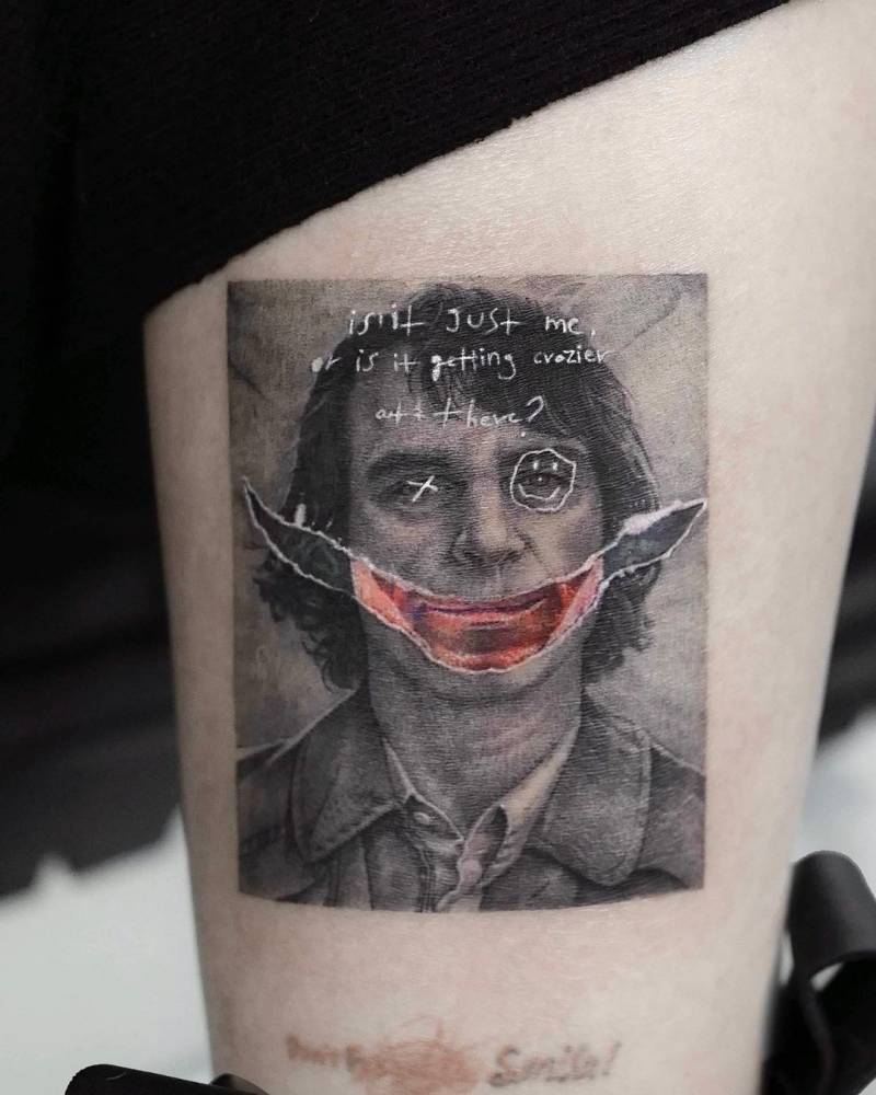 "Is it just me or it's getting crazier out there?" - Micro-realistic portrait of The Joker
