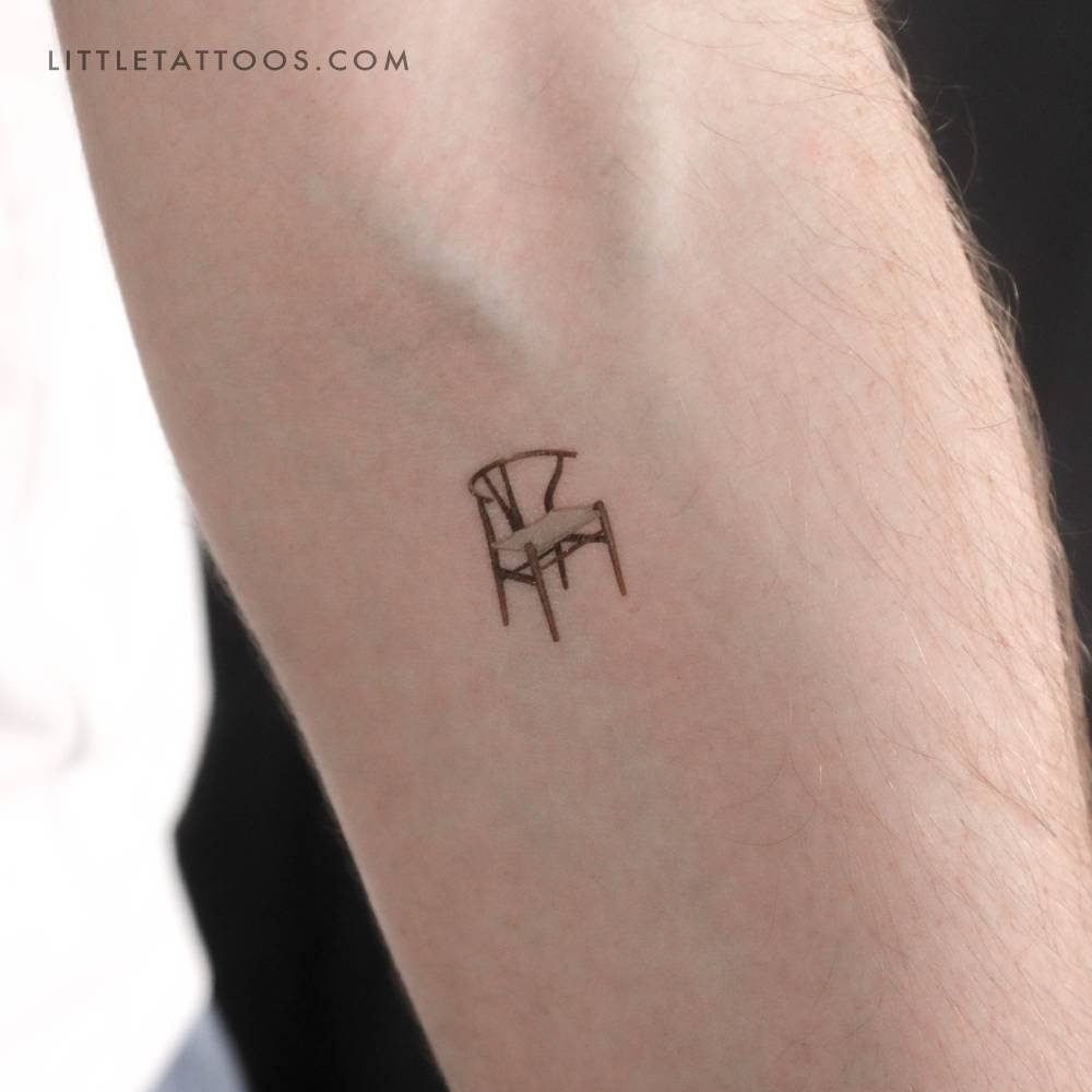 Wishbone chair temporary tattoo in illustrative style.