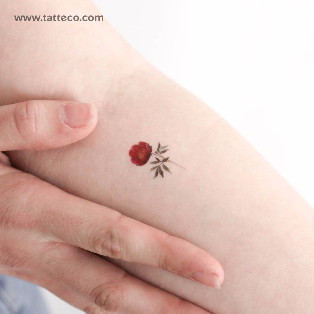 Pink peony temporary tattoo