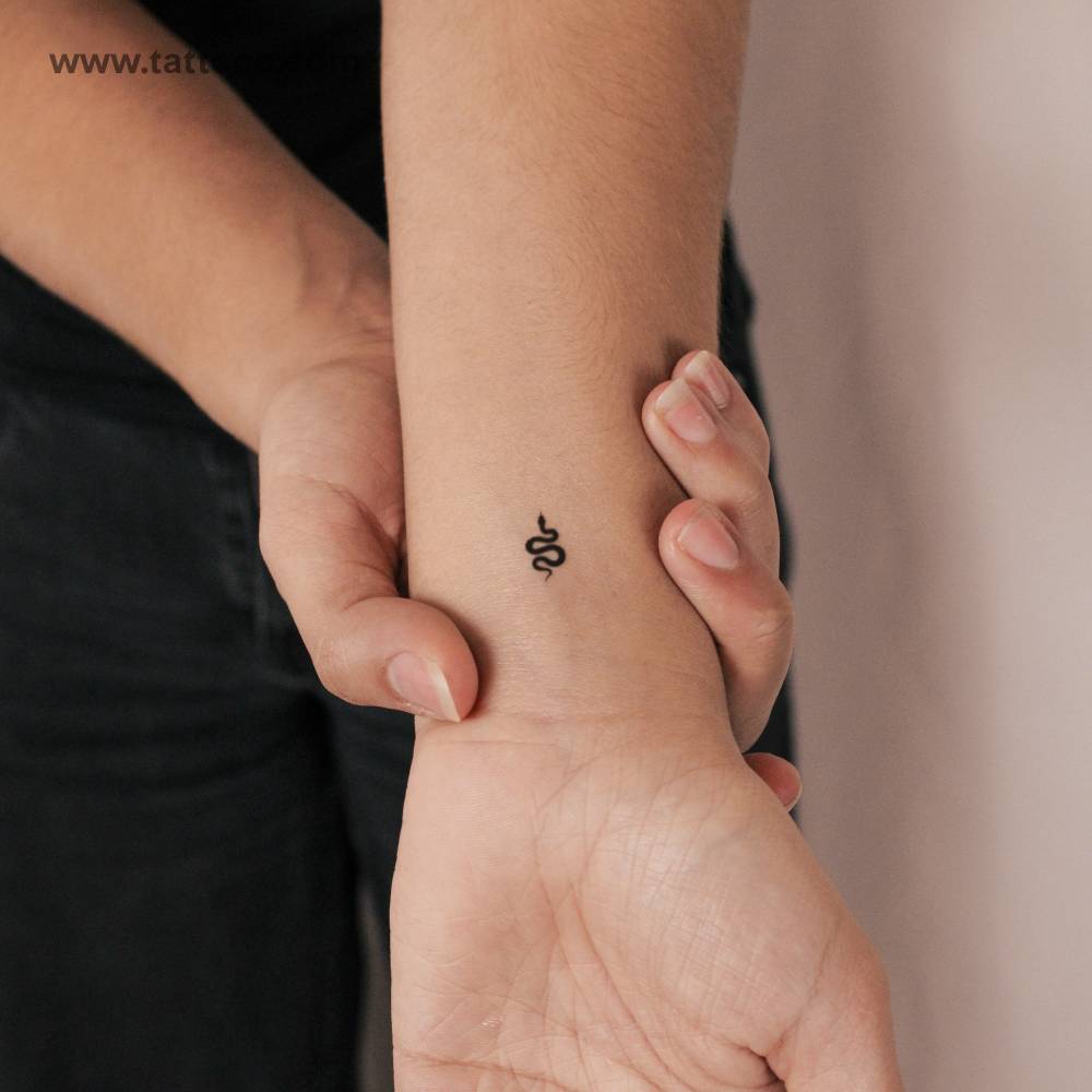 Tiny Black Snake Semi-Permanent Tattoo