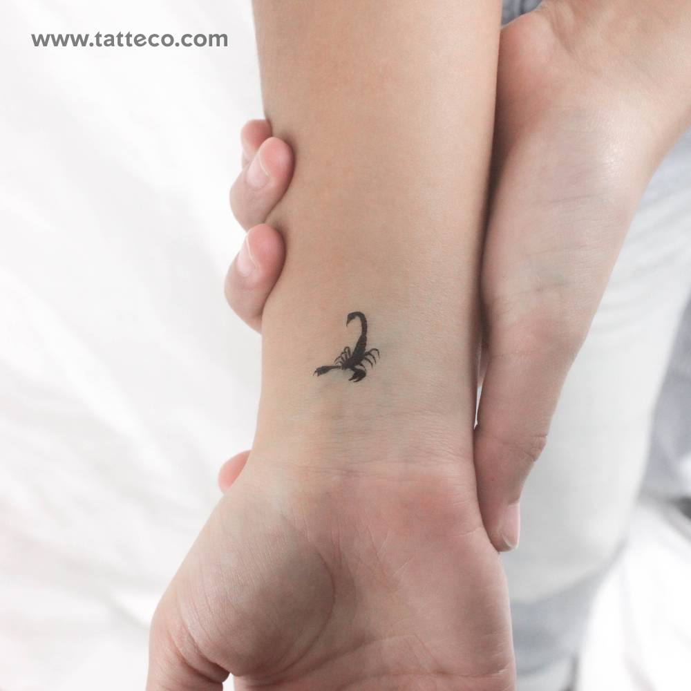 Tiny Black Scorpion Temporary Tattoo