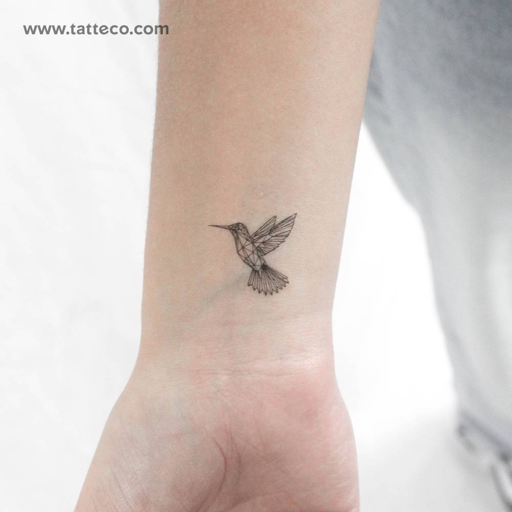 Low Poly Hummingbird Temporary Tattoo