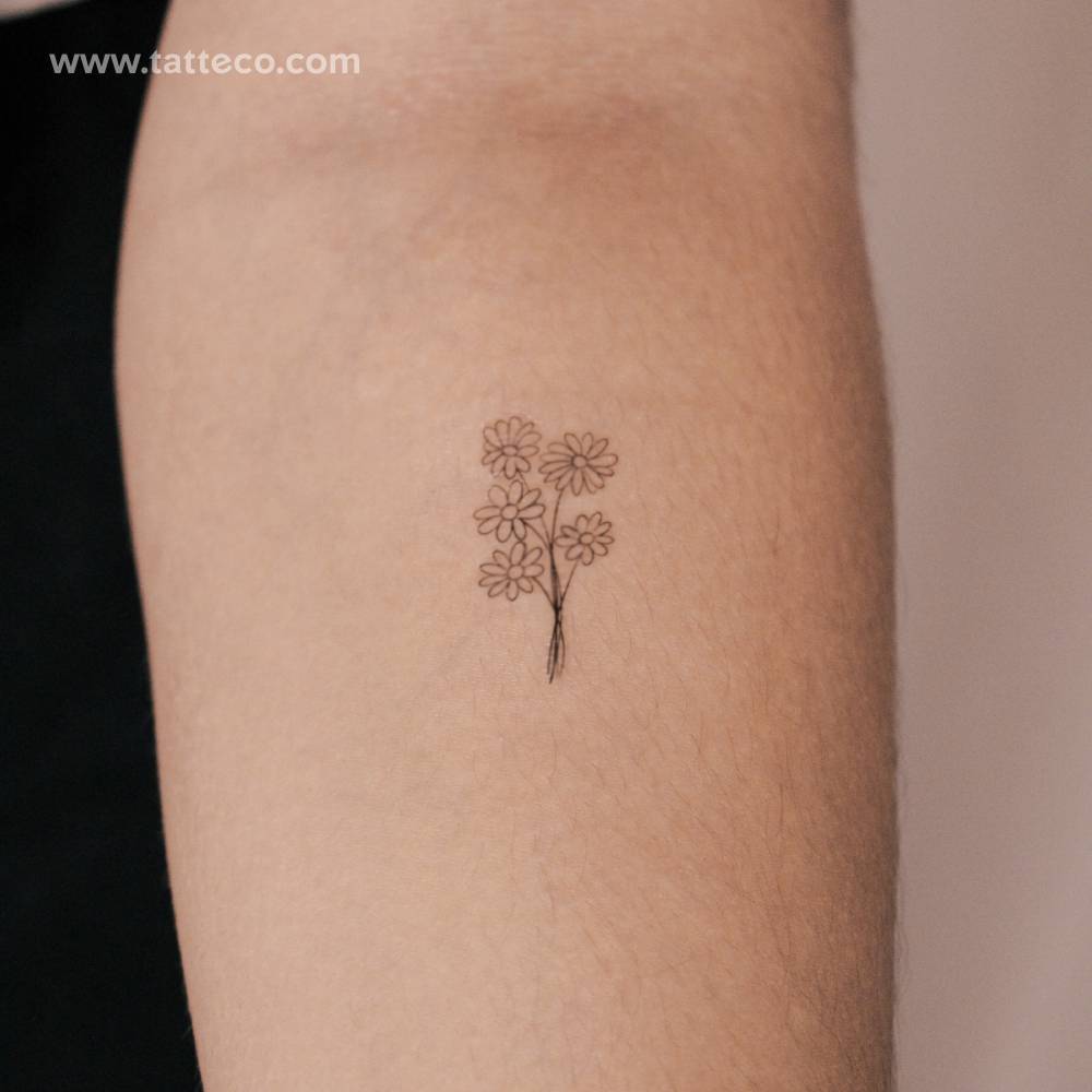 Daisy Bouquet Semi-Permanent Tattoo