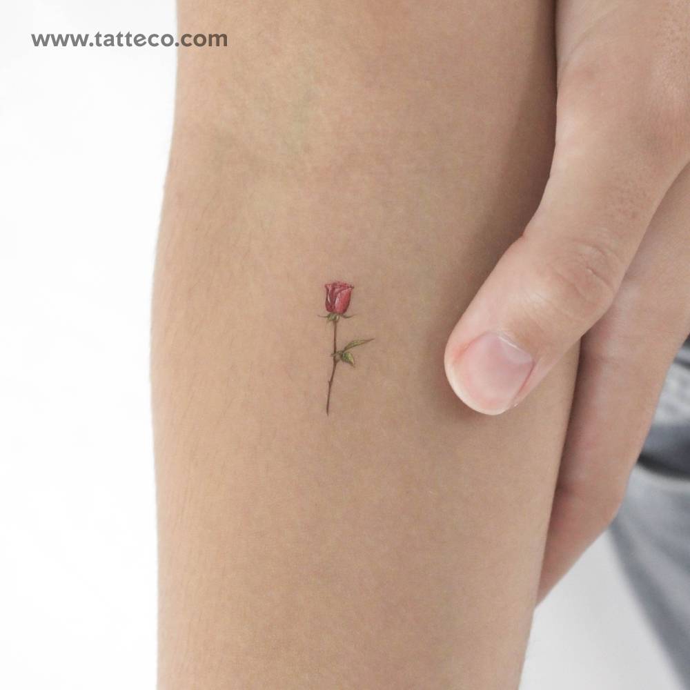 Small garnet rose By Mini Lau Temporary Tattoo