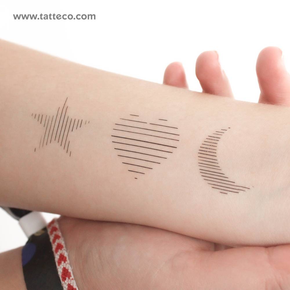 Star heart and moon temporary tattoo by Cagri Durmaz.