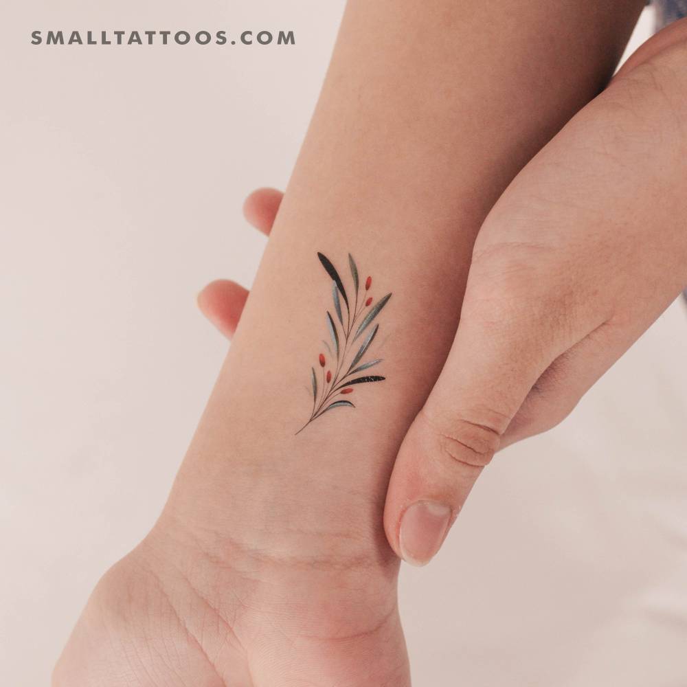 Red olives by Ann Lilya temporary tattoo.