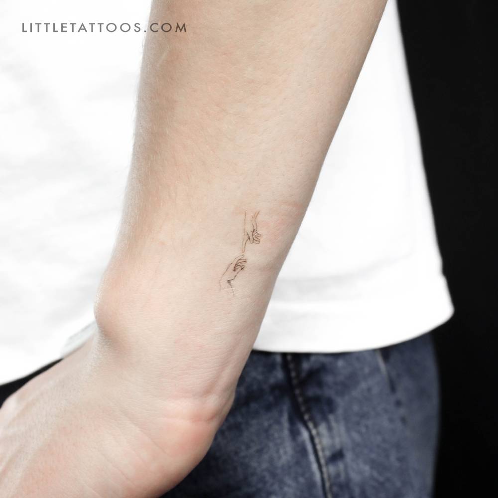 Minimalist Creation of Adam Hands Temporary Tattoo