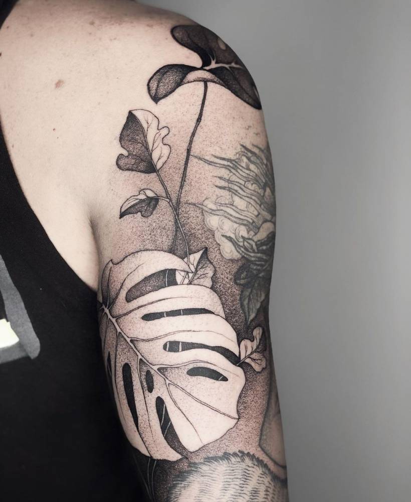 Plants tattoo on the upper arm