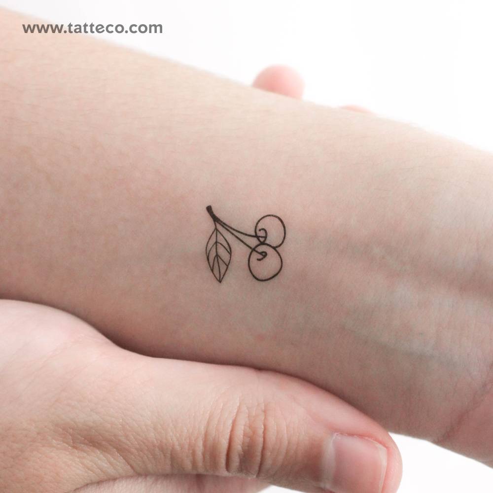 Tiny Cherry Couple Temporary Tattoo
