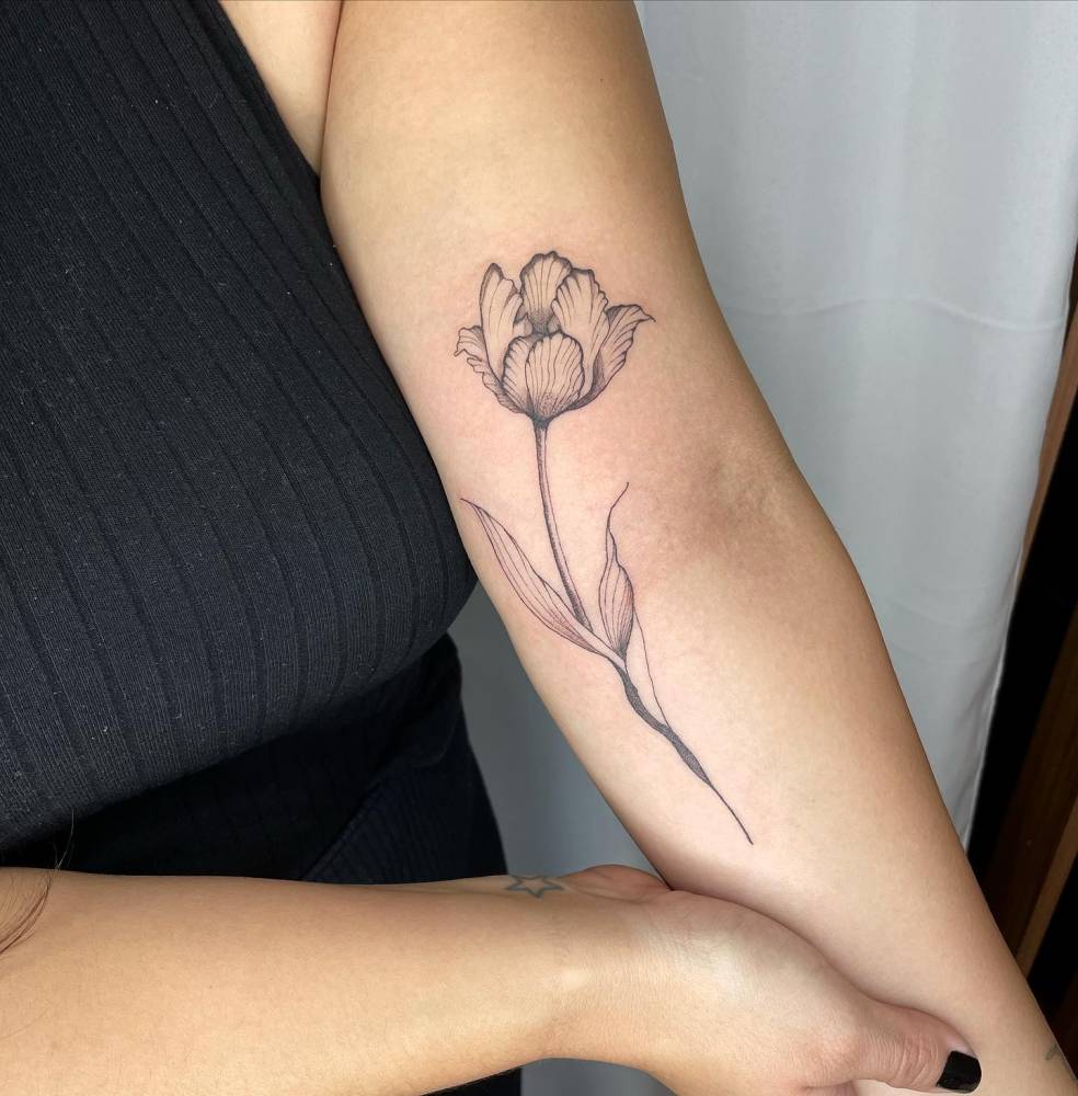 Tulipa tattoo located on the inner arm.