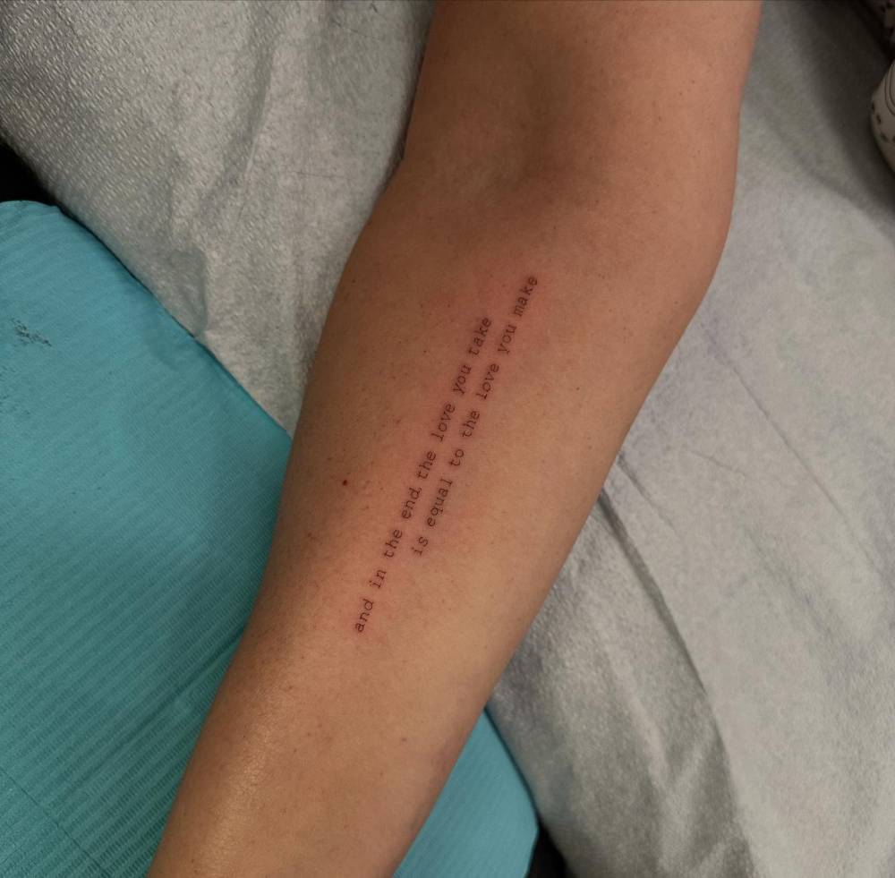 "And in the end the love you take is equal to the love you make".