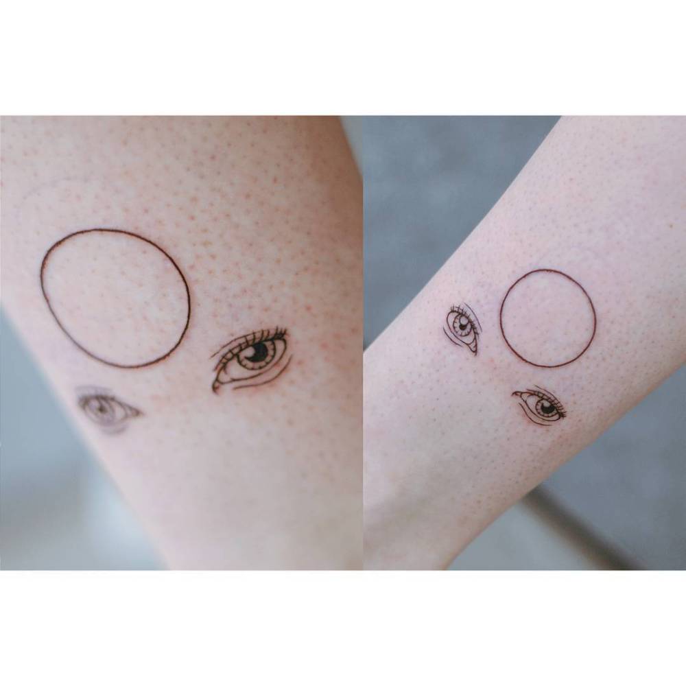 Matching David Bowie's eyes tattoo for best friends.