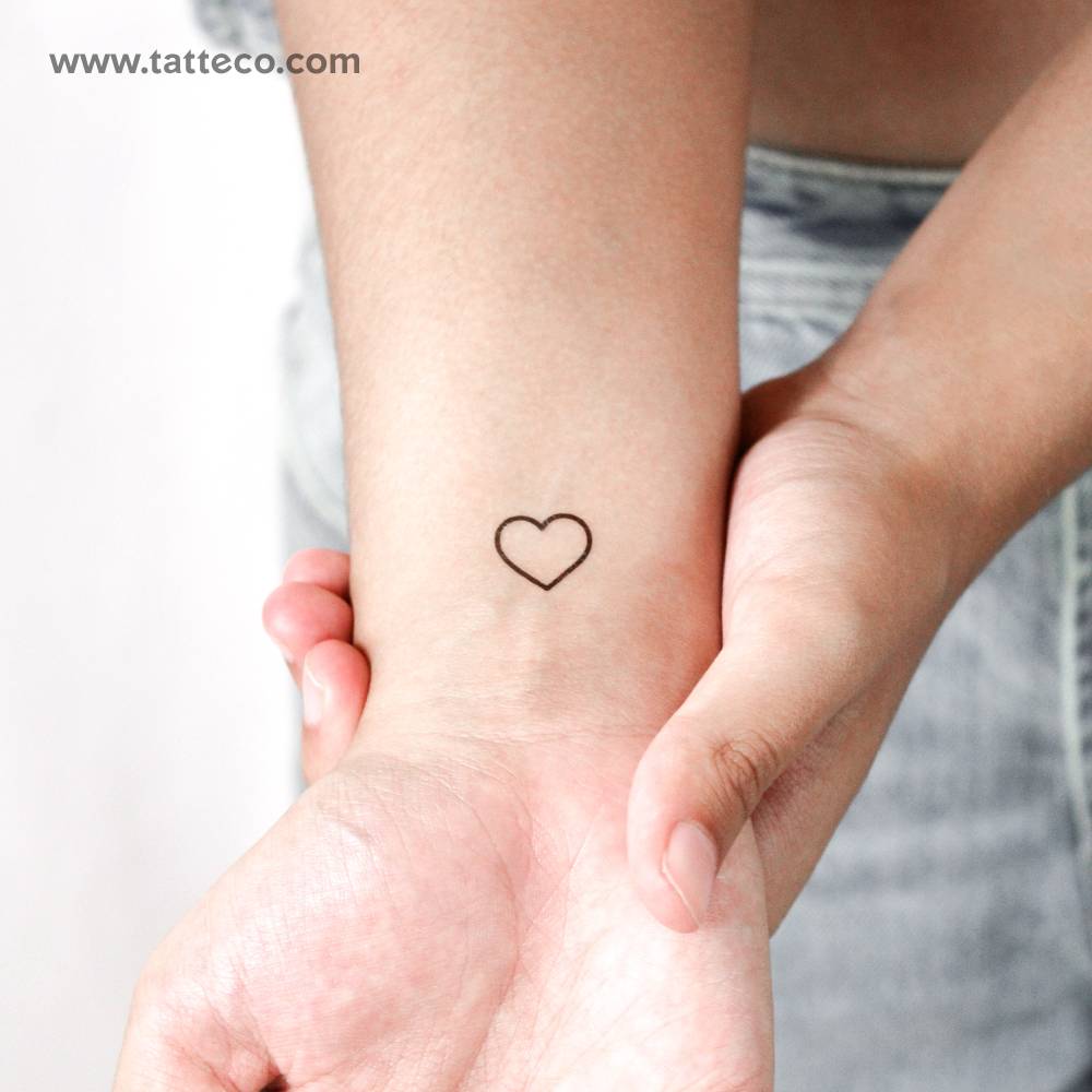 Minimalist Heart Outline Temporary Tattoo