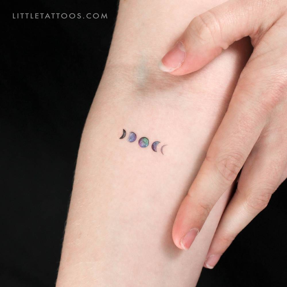 Small moon phases by Ann Lilya temporary tattoo.