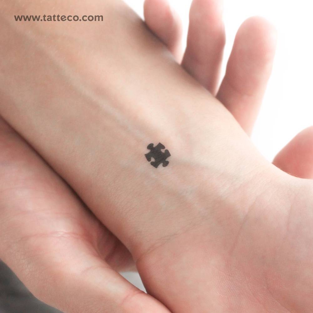 Black Puzzle Piece Temporary Tattoo