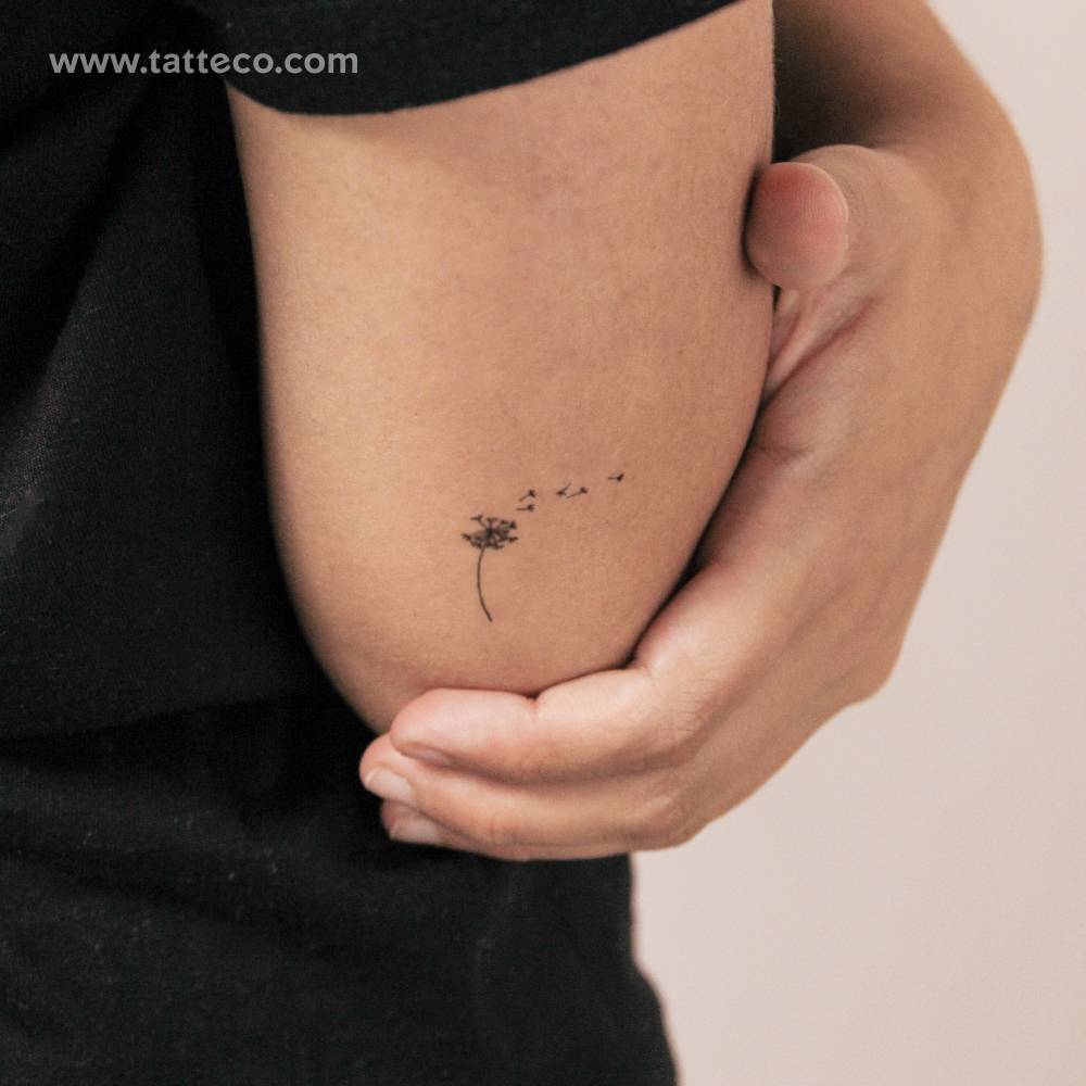 Minimalist Dandelion Blowing Semi-Permanent Tattoo