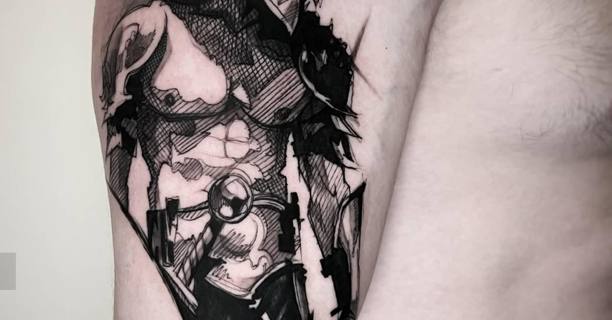 Spartan warrior tattoo in sketch work style done on the