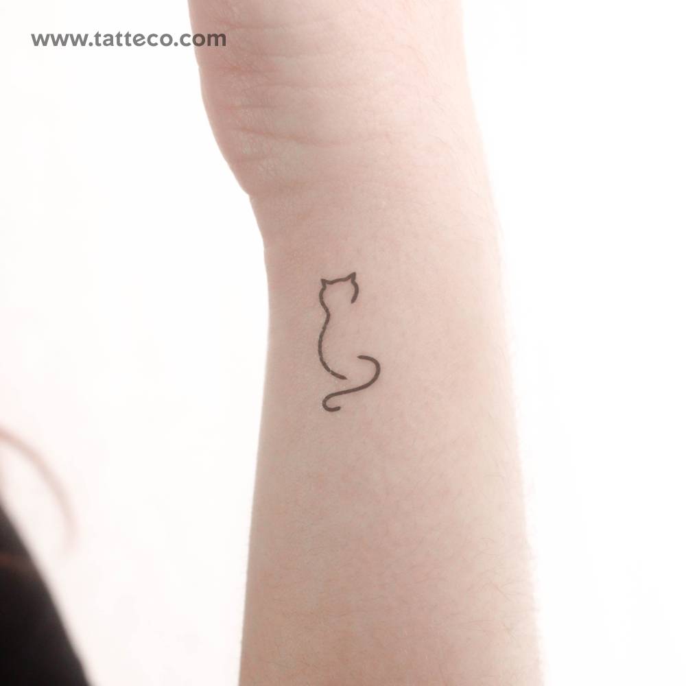 Minimalist Standing Cat Temporary Tattoo